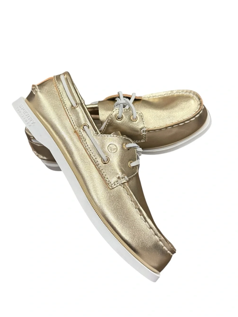Sperry kids authentic Original metallic gold leather 2-eye boat shoe 3 NEW